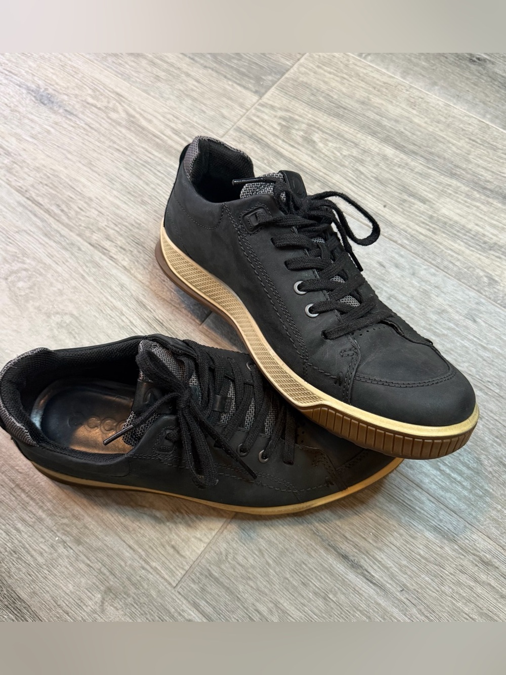 Ecco Byway Gore-Tex Shoes Black Leather Low Men's Size EU 44 US 10 Sneakers